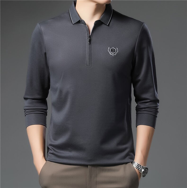 polo衫男长袖t恤中年秋冬季商务休闲上衣翻领体恤ALXB21625-P66,男装T恤,电商B212（原钱塘6029）