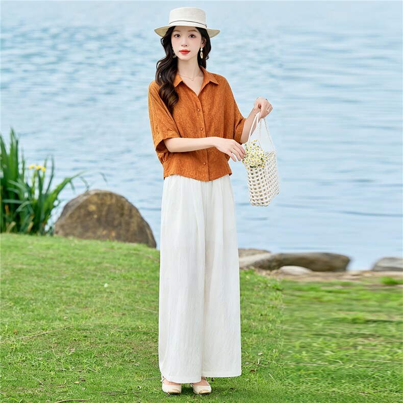2026年夏季时尚休闲提花两件套裤子套装,女装套装/套裙,依路服饰