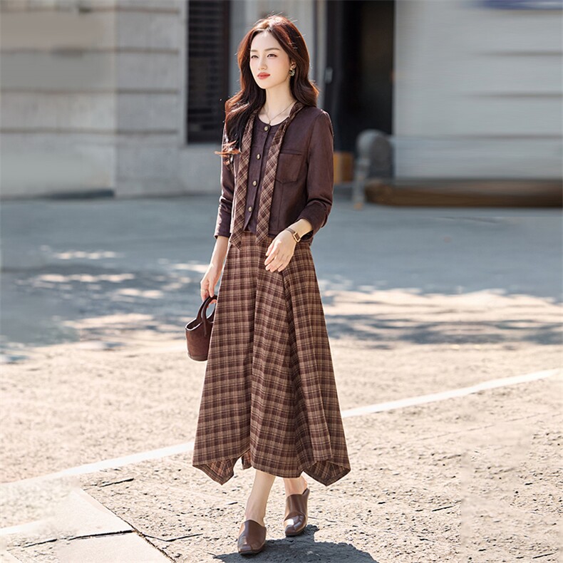 2025秋装新款简约时尚懒惰风休闲女装套装两件套,女装套装/套裙,采品优优