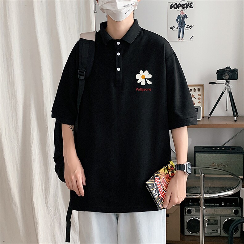 PL57059-P35 翻领短袖polo衫男大码胖子半袖t恤男有领保罗衫 模特图片