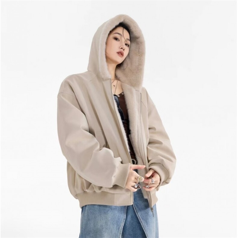 网图现货连帽座山雕PU皮外套加绒皮衣毛领棉衣M2544-P100，男装皮衣，星座1213