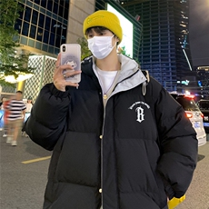 特批港风夜景字母印花宽松连帽棉衣TPMY6161特批95控148，男装棉衣，电商A247