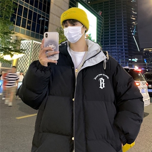 特批 港风夜景字母印花宽松连帽棉衣TPMY6161特批95控148图片