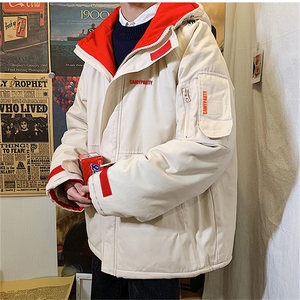 秋冬季工装连帽棉衣男ins百搭宽松学生加厚面包服外套潮 W094-P80图片
