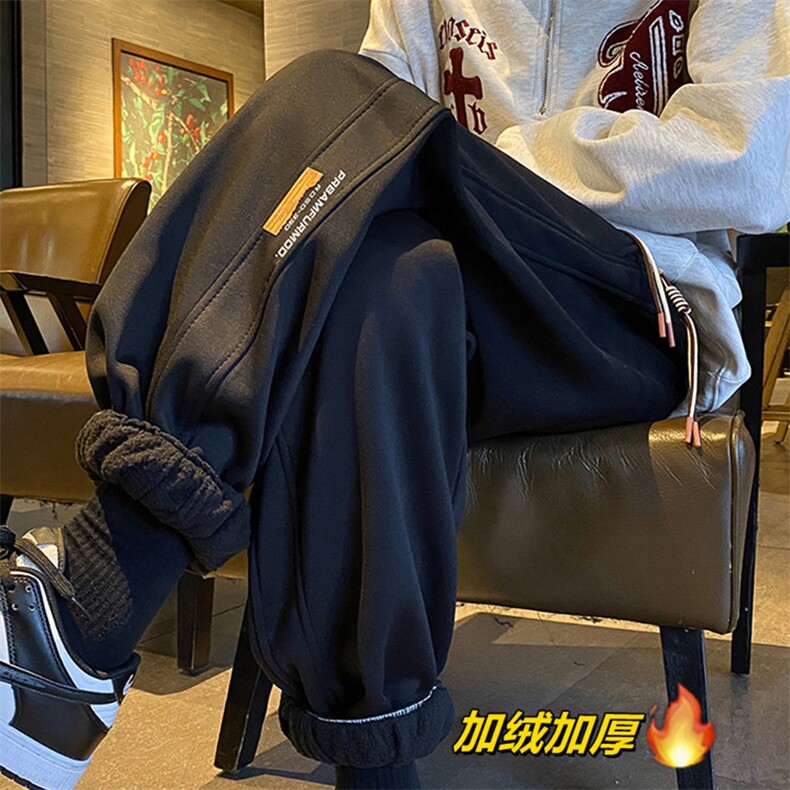 加绒加厚休闲运动卫裤男美式针织束脚裤715-6-BX10特P45（控68）图片