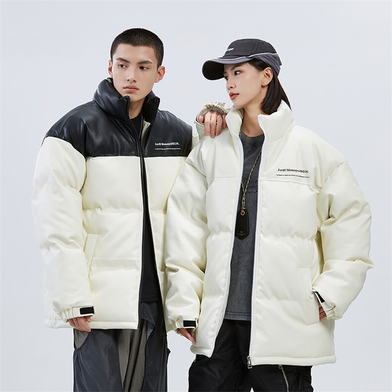 潮牌无影墙新款亮皮防水立领棉服潮流保暖棉衣M083S-P100控139图片
