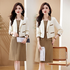 粉色背心连衣裙子小香风短外套2024秋季女装秋装搭配一整套，女装连衣裙，贝蕾酷儿