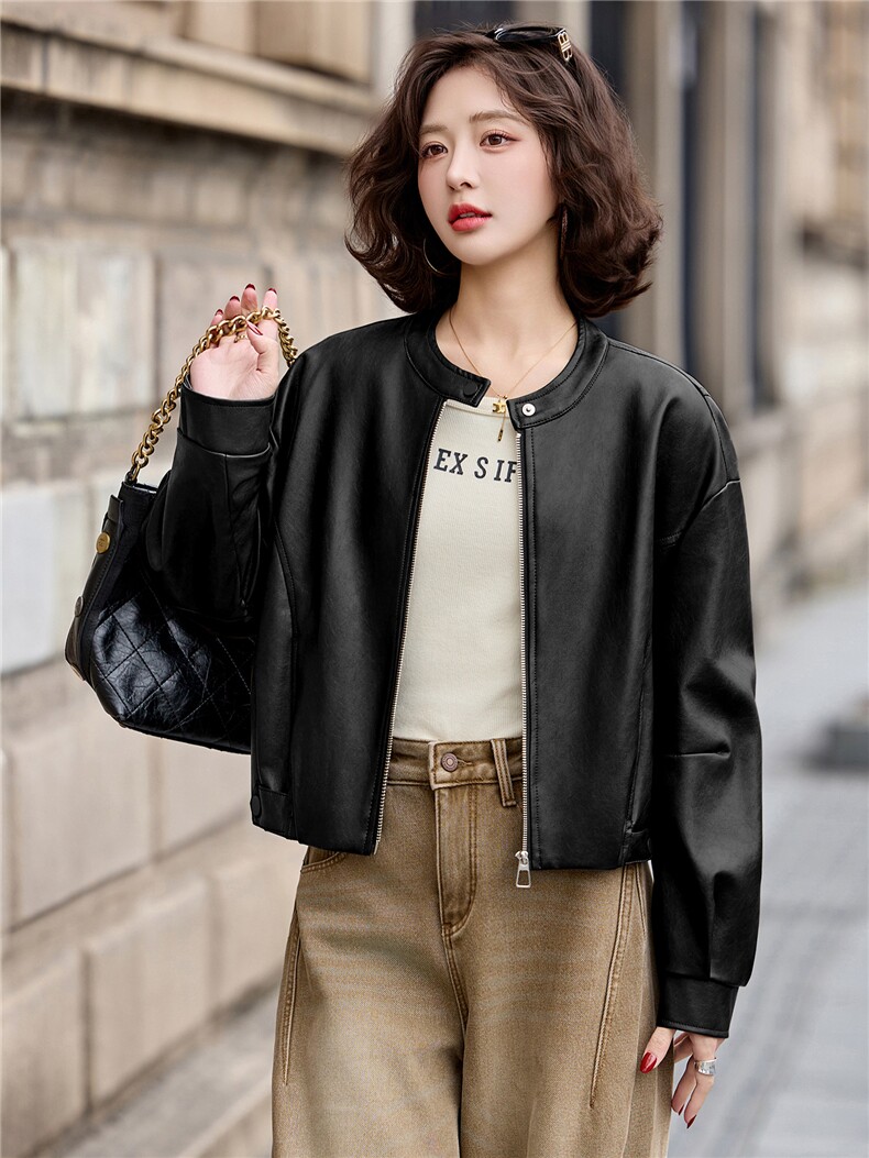 2026年春季新款现货休闲时尚皮衣外套品质女装,女装皮衣,臻衣坊