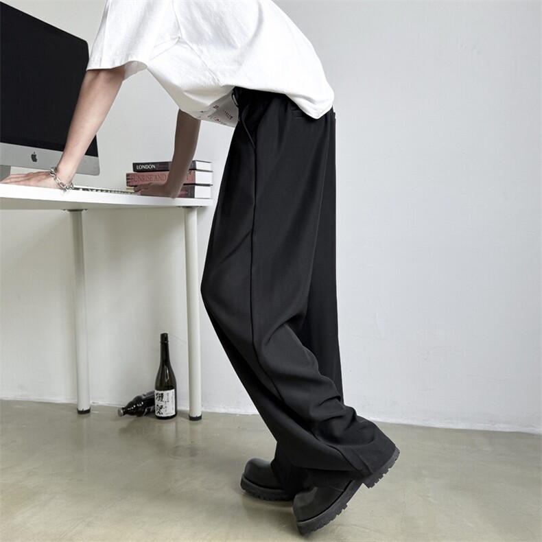 2025新款褶皱设计感直筒西装裤宽松阔腿休闲裤百搭现货K8355-P38，男装西服套装，星座512-3