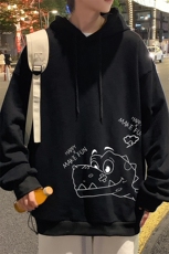 WY2136-P35加绒款-P40纯棉连帽卫衣男大码运动帽衫宽松薄外套男，男装卫衣，电商A040