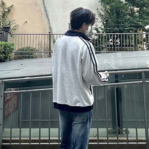 抖音得物品质秋冬美式高街重磅结构拼接织带翻领卫衣夹克外套W113图片