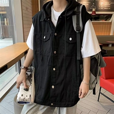 牛仔马甲男连帽韩版潮流痞子帅气春夏季ins宽松外套M1168-P50，男装背心/马甲，星座1109-3
