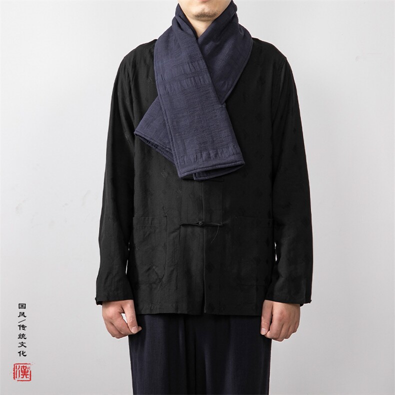 秋冬新款风男装棉麻提花男士加棉围巾WJ01P35,饰品围巾,钱塘802