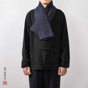 秋冬新款风男装棉麻提花男士加棉围巾WJ01P35图片
