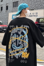 港风夏季短袖t恤男字母涂鸦印花体恤B239-T1013-P25，男装T恤，星座514-2(原B239)