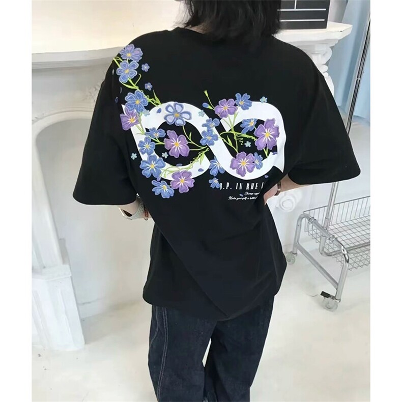 万针全刺绣解构设计260克重磅双纱纯棉高品质美式高街短袖T恤特39,男装T恤,电商A486-1