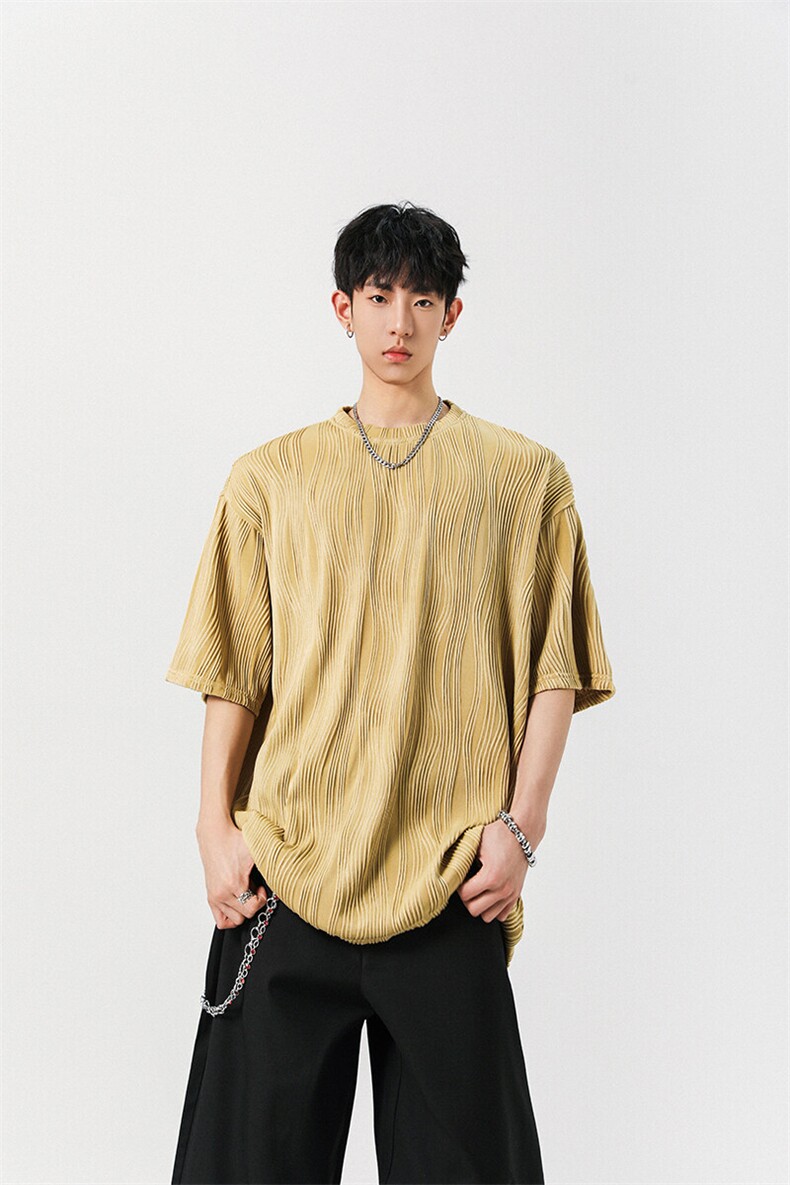 8XL-M特大码夏季短袖冰丝皱感透气T恤男潮垂感宽松半袖DX305P45,男装T恤,电商D206-1