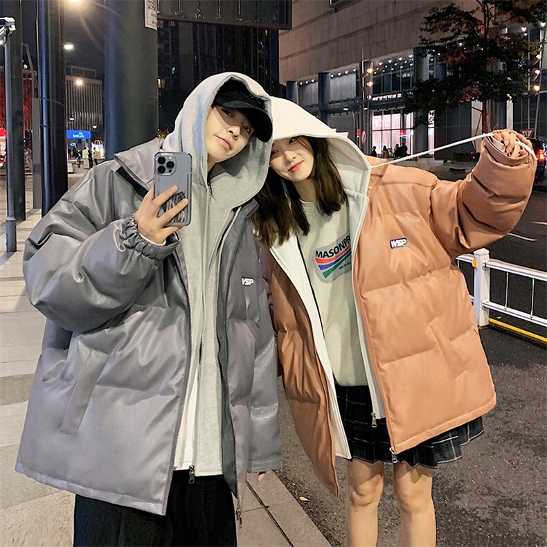 冬季假两件连帽外套情侣PU皮加厚棉衣棉服A071-Y266-P125，男装棉衣，电商A125