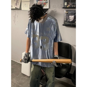 美式冰球服jerseyfit球衣缎面透气短袖T恤男宽松上衣 T159图片