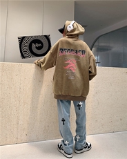 2024新款秋装复古美式水洗做旧宽松连帽卫衣301B-JB7882-P68，男装卫衣，星座301B