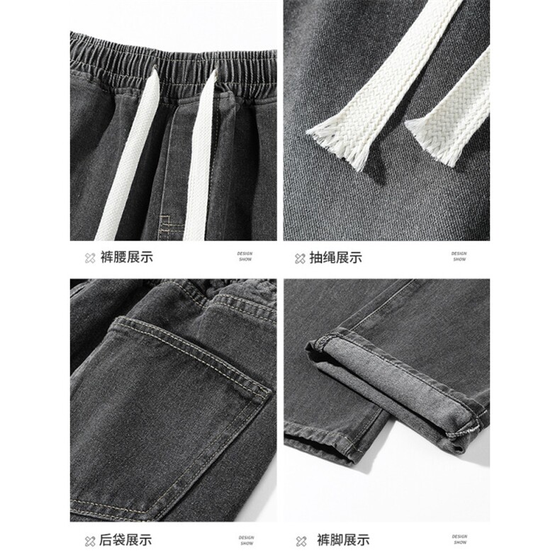 1506-1/K6011/P42原版质量蓝色灰色松紧腰直筒牛仔裤男女同款,男装牛仔裤,星座1506-1