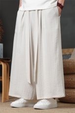 2026春夏原创新款亚麻风阔腿裤复古宽松腰带休闲裤K162-P60，男装休闲裤，电商B277(原6028)