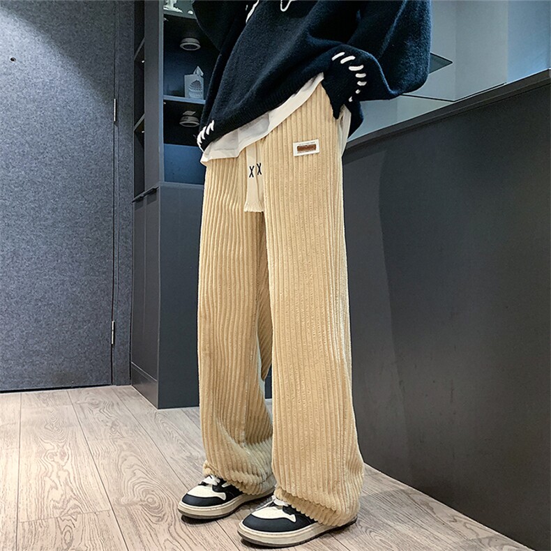 2025冬季大码加绒加厚雪尼尔粗条休闲裤拖地裤KZ2278p68控88,男装卫衣,四季星座806