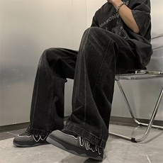 潮流复古水洗牛仔裤男女宽松直筒hiphop垂感设计长裤子N2216-P45，男装牛仔裤，星座1008