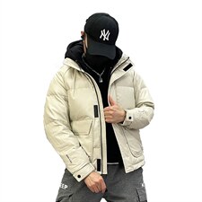 A6566P265控370冬季羽绒服男士短款宽松潮流男款假两件连帽外套潮，男装羽绒服，星座1305
