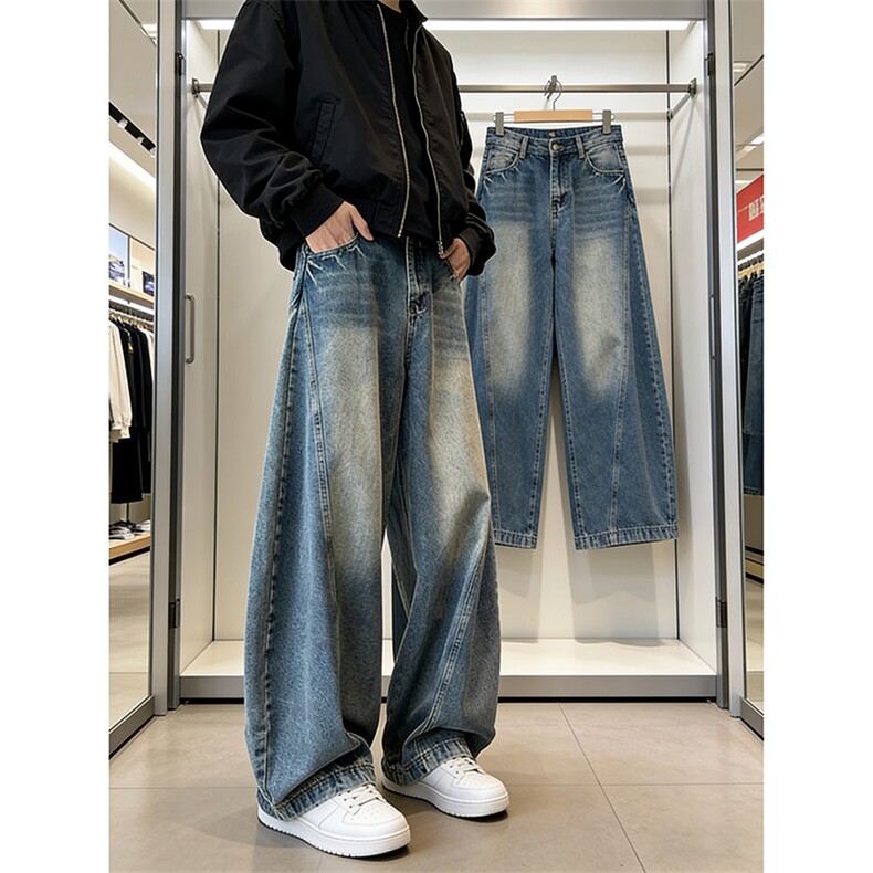 宽松直筒牛仔裤男生长裤A148-P45,男装牛仔裤,电商D312