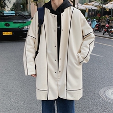 麂皮绒立领风衣潮流宽松韩版外套大衣男士中长款FY02-p128，男装风衣，电商B288