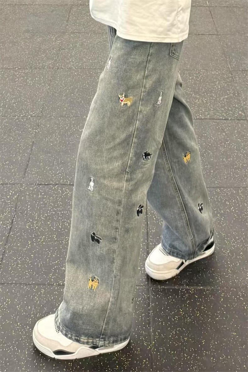 趣味小狗显瘦休闲直筒牛仔裤-特P48-610A-K8321,男装牛仔裤,星座610A