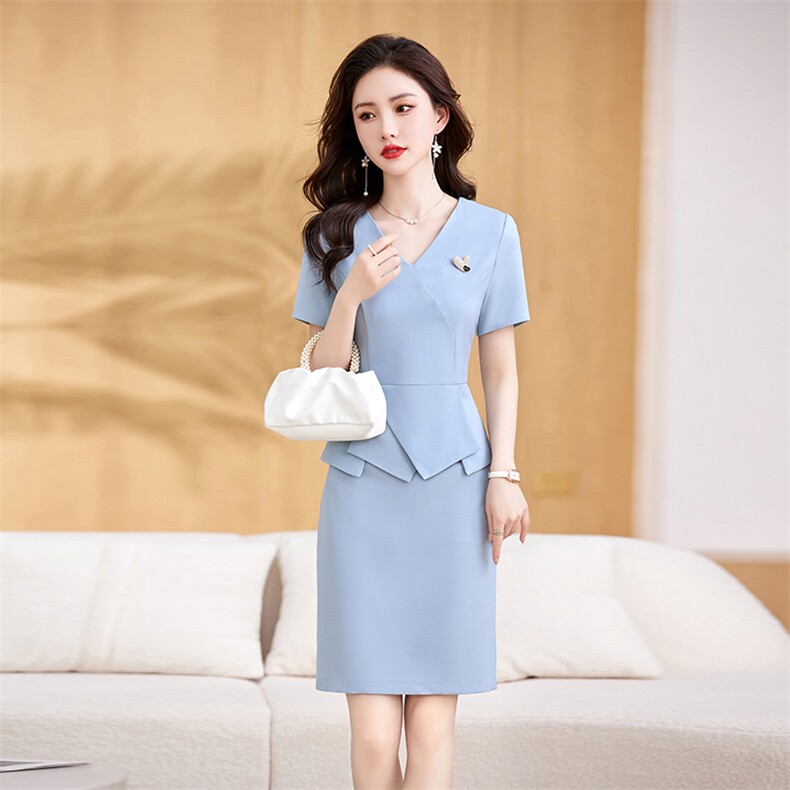 职业连衣裙女夏季2025新款高级感气质名媛修身显瘦假两件包臀裙子,女装连衣裙,贝蕾酷儿