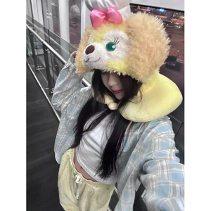 TC629-P45美式复古薄款格子长袖衬衫夏季防晒开衫宽松衬衣图片