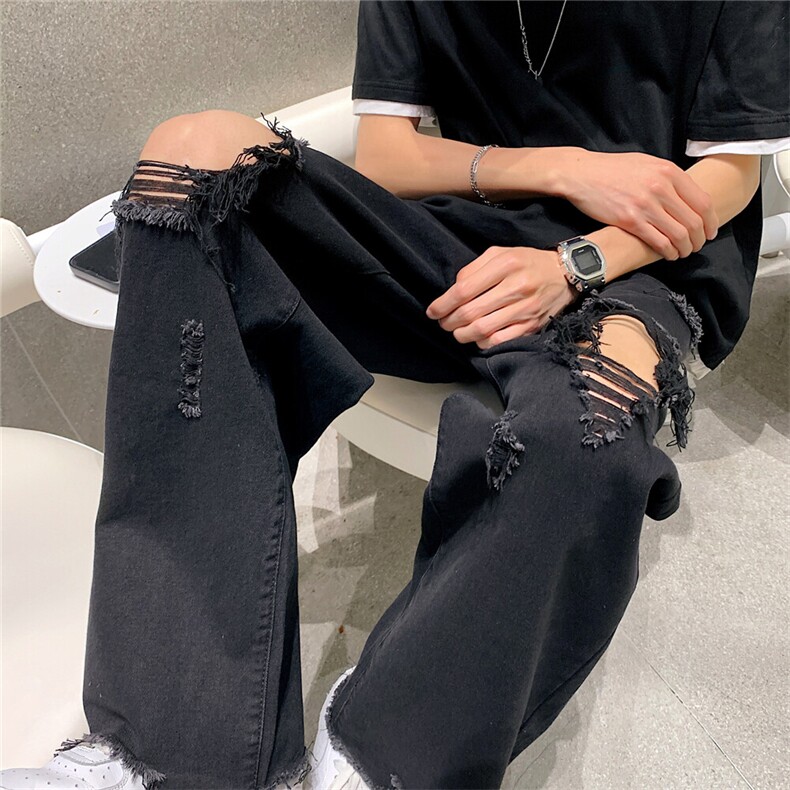 k706-p48-控68破洞牛仔在高阶宽松大码牛仔裤cityboy,男装牛仔裤,星座116