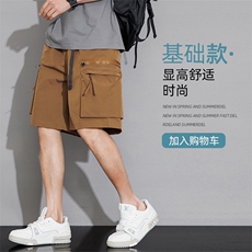 工装短裤男潮牌ins宽松休闲宽松大码中裤五分裤D0601-P48，男装牛仔裤，星座308B-2