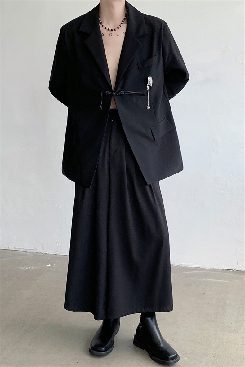 新中式金属配饰西装外套男女暗黑系宽松盘扣西服2377-P105,男装西服套装,星座512-1（原513-3）