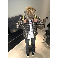 春秋新款下摆流苏破坏衬衣男女经典基础翻领复古格子衬衫外套上衣，男装衬衫，星座516A
