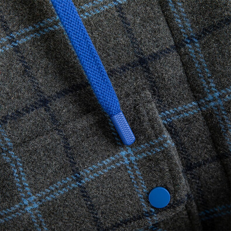 水衣源860款中长连帽格子毛呢加厚羽绒服（帽不可拆）（90绒）,女装羽绒服,水衣源