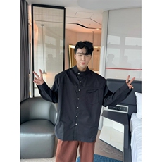 TURNTIDE小众简约高质感金属设计立领衬衫宽松百搭衬衣外套男，男装衬衫，星座218-1（原230）