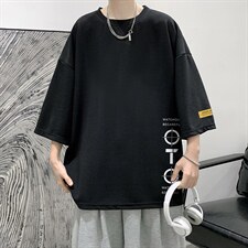 Q11114-P30春夏季七分袖t恤男大码五分袖男短袖中袖大皂风，男装T恤，电商A040