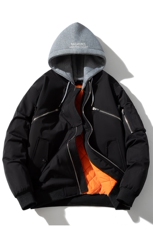 现货2色秋冬带帽可拆卸飞行服外套棉服夹克，男装棉衣，电商A105