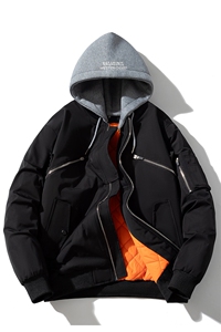 现货 2色秋冬带帽可拆卸飞行服外套棉服夹克图片
