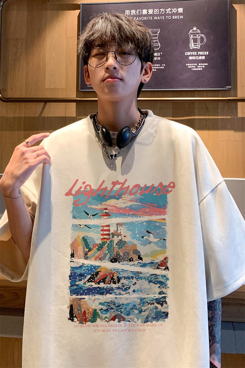 ！版权！2025夏季新款男士鹿皮绒短袖T恤情侣半袖TL2427特P19,男装T恤,电商B220
