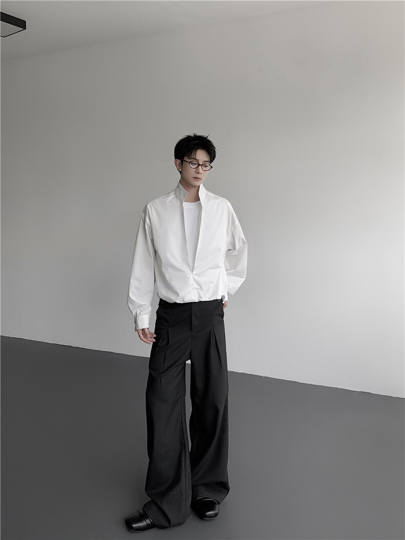 25秋冬高智感假两件老钱风贵气立领防晒衬衫cs185-p78，男装防晒衣，电商B288