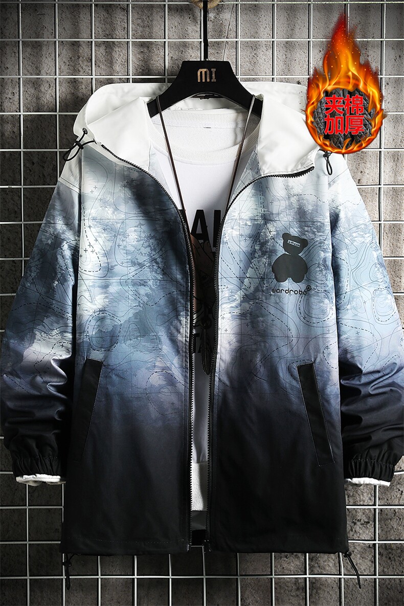 8XL-M码连帽渐变棉衣外套男2023秋冬新款加肥加大码棉服280斤可穿,男装棉衣,钱塘717(原712)