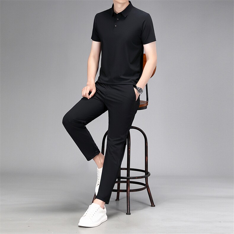 男士2023年夏季新款T恤短袖长裤商务休闲男运动两件套装，男装休闲套装，电商B360