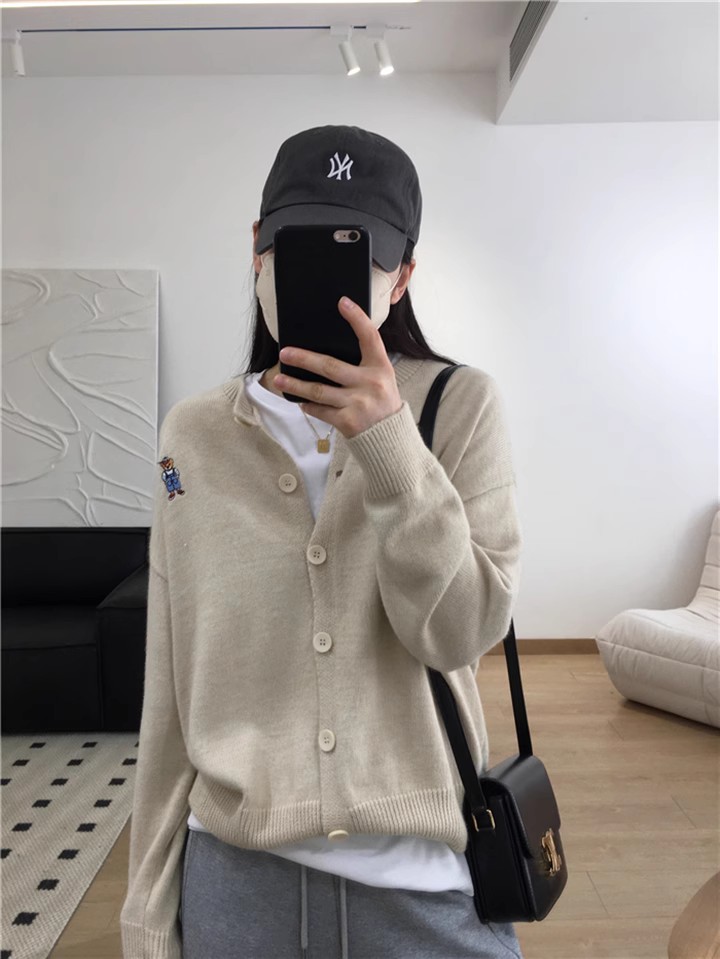 时尚百搭纯毛刺绣开衫显瘦修身针织衫优雅气质女装外套,针织衫/毛衣,鑫之绒