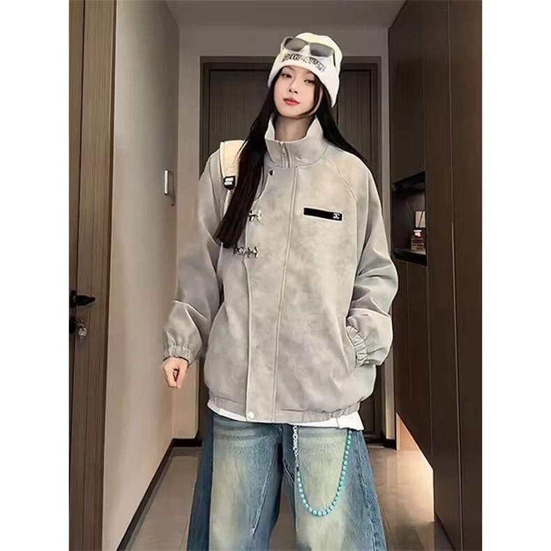 扎染美式飞行夹克皮衣男高级感外套立领飞机扣棒球服L960366-P75,男装夹克,星座1008