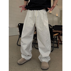 美式vibe裤子男款春秋季高级感cleanfit宽松垂感打褶阔腿休闲裤子，男装休闲裤，电商A089-1